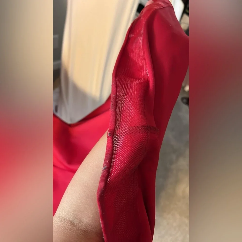 La Femme Curve Red Off The Shoulder Long Dress - Picture 8 of 15